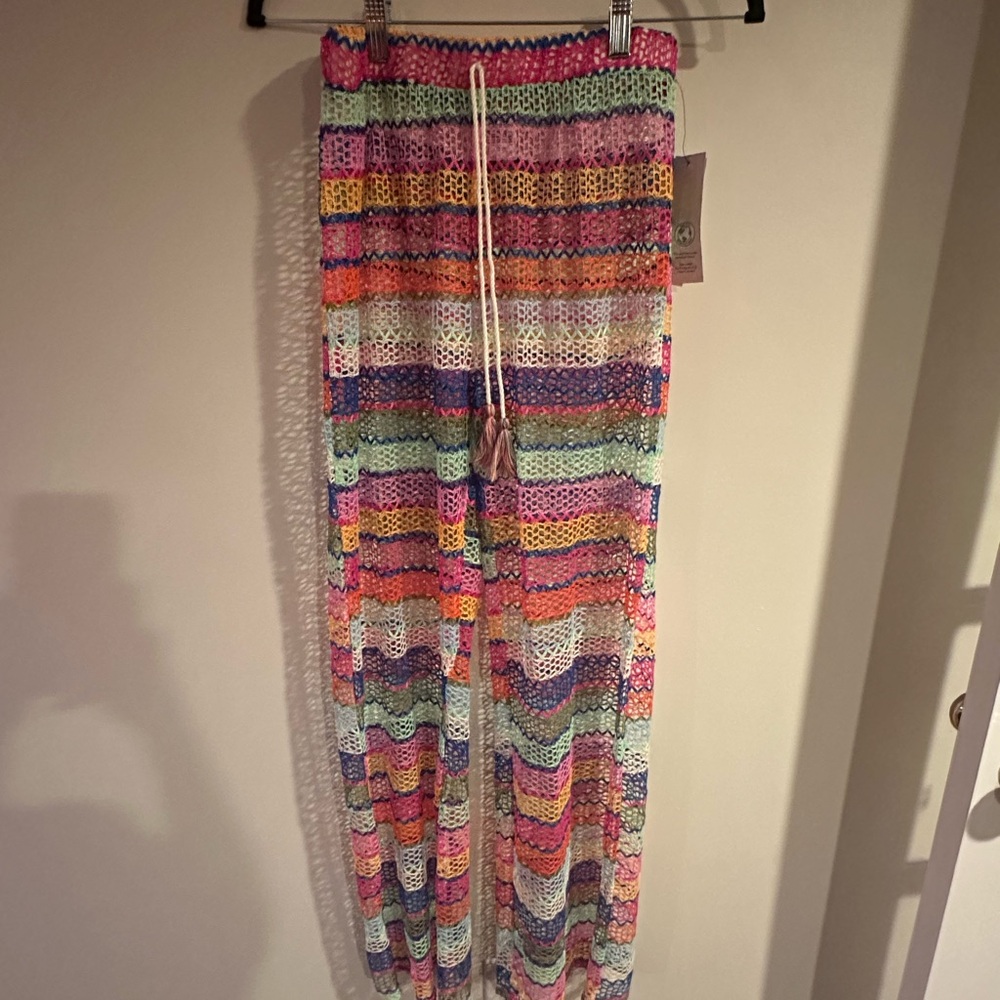 Colorful Crochet Stripe Beach Pants